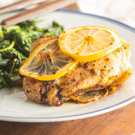 Baked Lemon Pepper Chicken Thighs - Recipe photo by debsdailydish