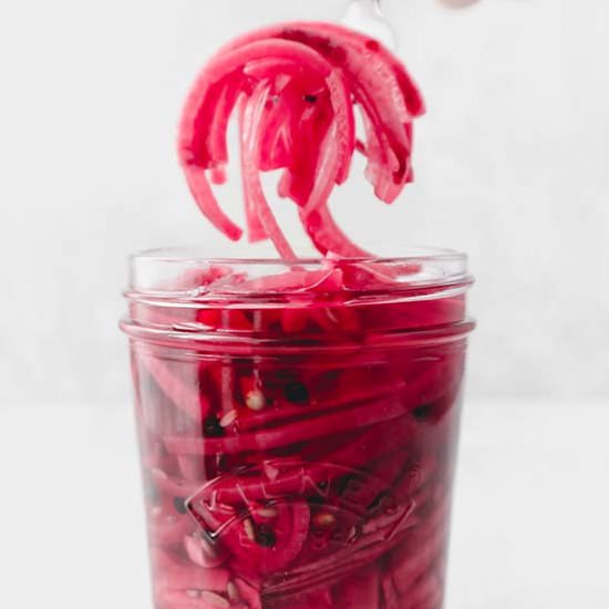 Pickled Red Onions - Recipe photo by The Real Food Geek
