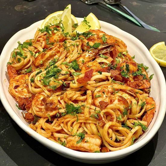 Easy Prawn and Chorizo Pasta - Recipe photo by ramonascuisine