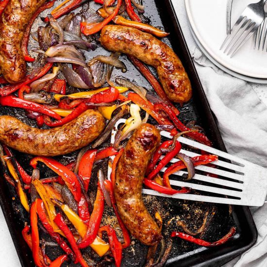 Baked Sausage, Peppers and Onions - Recipe photo by sandravalvassori