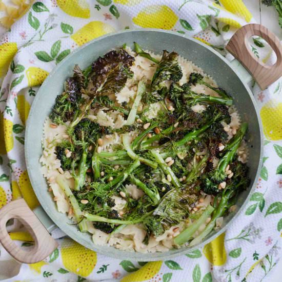 Hummus Pasta with PSB - Recipe photo by joskitchenlarder