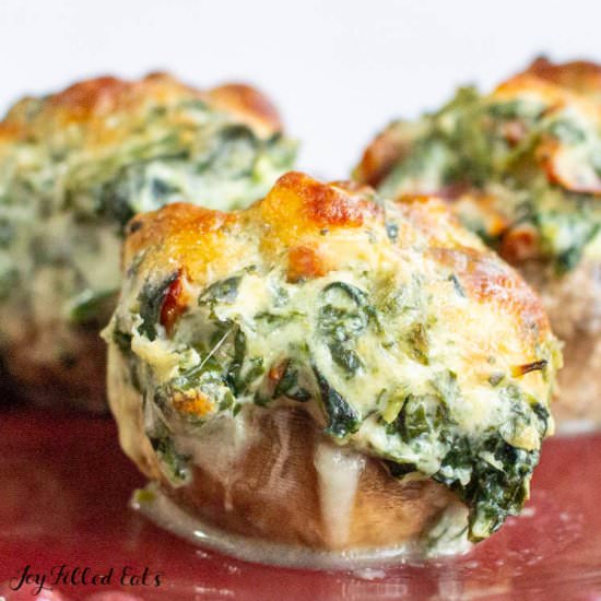 Keto Stuffed Mushrooms with Spinach - Recipe photo by Joy Filled Eats