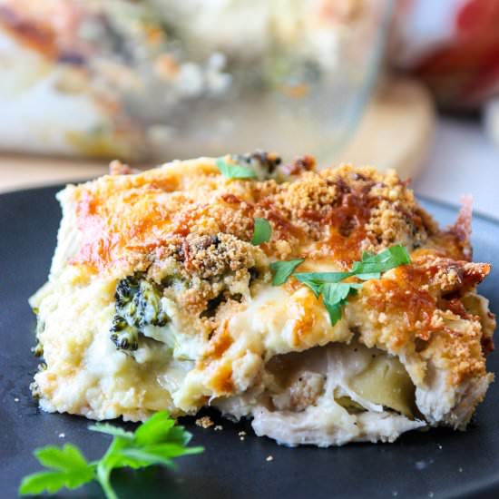 Chicken Broccoli Lasagna Alfredo - Recipe photo by the food blog