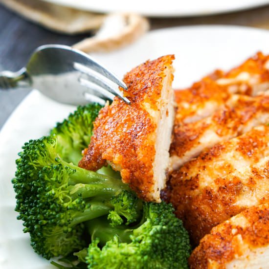Keto Parmesan Crusted Chicken - Recipe photo by MyLifeCookbook