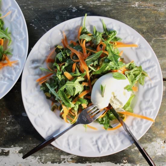 Carrot Arugula Burrata Salad - Recipe photo by the good eats co