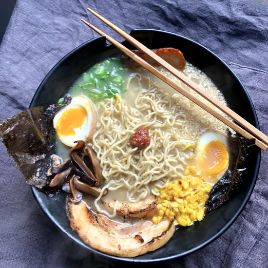 Easy Tonkotsu Ramen Broth - Recipe photo by Biting at the Bits
