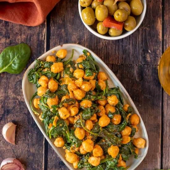 Sauteed Chickpeas with Spinach - Recipe photo by Ourplantbasedworld