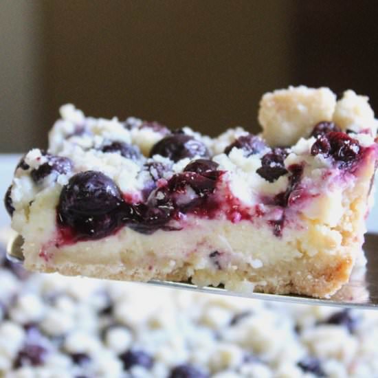 Lemon Blueberry Cheesecake Bars - Recipe photo by the good eats co