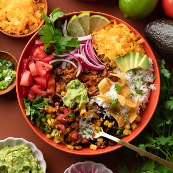 Turkey Taco Bowls - Recipe photo by peasandcrayons