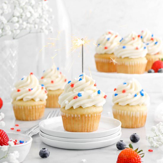Patriotic Vanilla Cupcakes - Recipe photo by bakerstable
