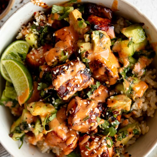 Honey Glazed Salmon Bowls - Recipe photo by Jar Of Lemons