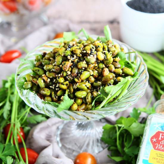 Roasted Edamame with Sesame and Bla - Recipe photo by angiesrecipes