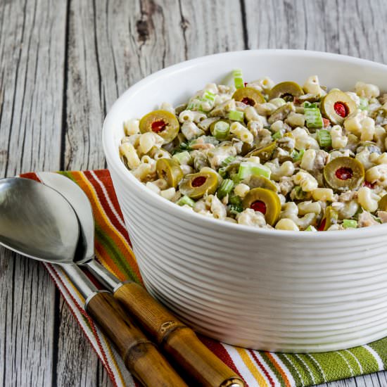 Tuna Macaroni Salad Green Olives - Recipe photo by kalynskitchen