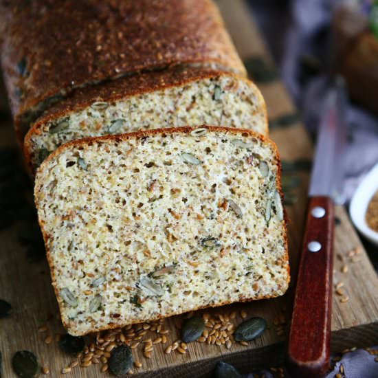 Seedy Low Carb Bread with Goat Chee - Recipe photo by angiesrecipes
