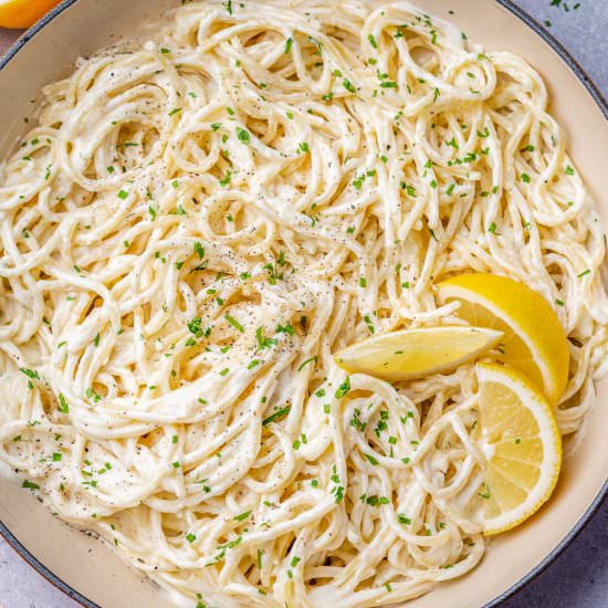 VEGAN CREAMY LEMON PASTA - Recipe photo by healthyfitnessmeals