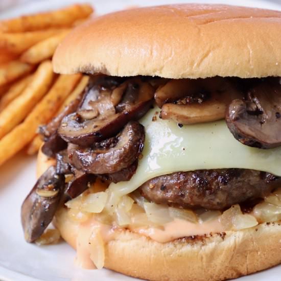 Mushroom Swiss Burger - Recipe photo by Whitney Bond