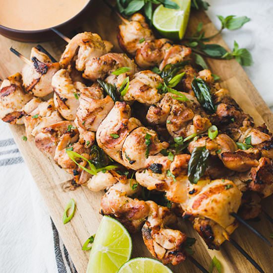 Thai Coconut Curry Chicken Kebabs - Recipe photo by sipandsanity