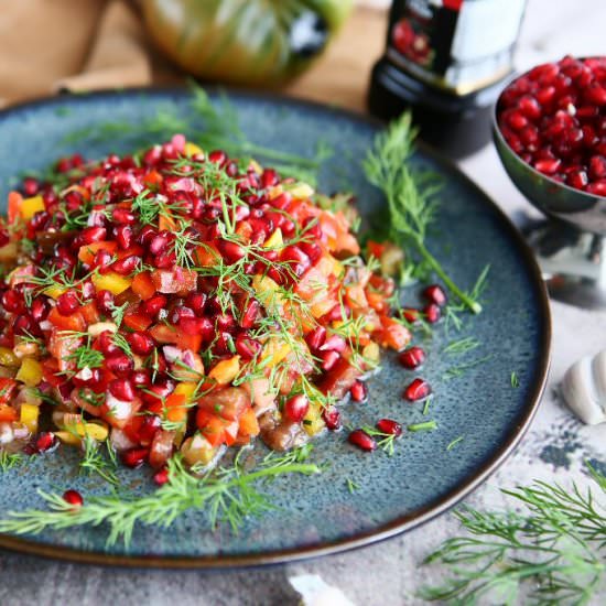 Ottolenghi's Tomato and Pomegranate - Recipe photo by angiesrecipes