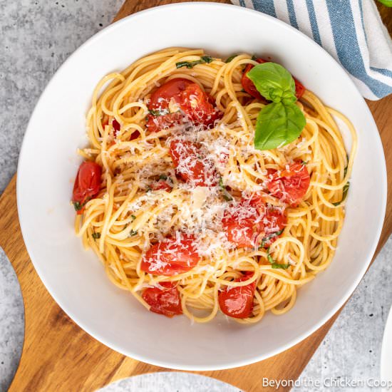 Tomato Basil Pasta - Recipe photo by BeyondtheCoop