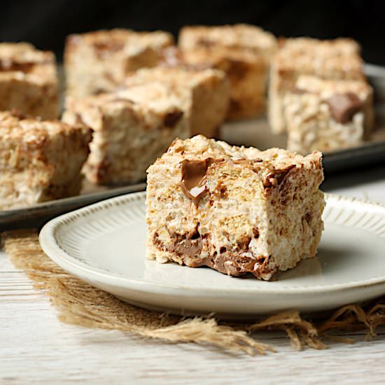 S'Mores Rice Krispie Squares - Recipe photo by DomesticDreamboat