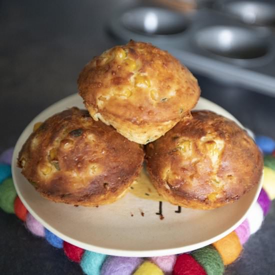 Savory corn and parmesan muffins - Recipe photo by foodmakesmehappy