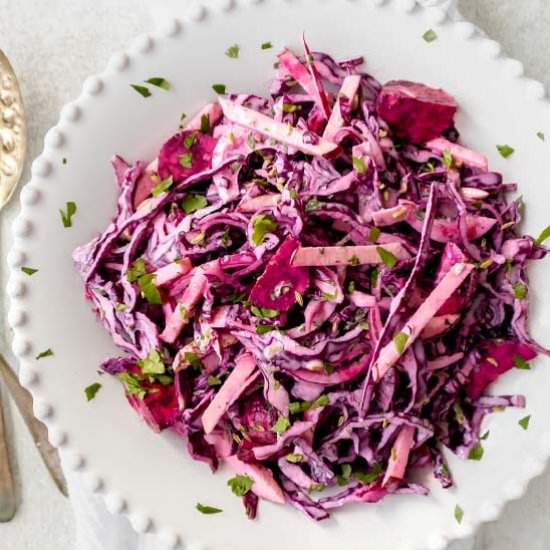 Creamy Purple Cabbage Slaw - Recipe photo by The Real Food Geek