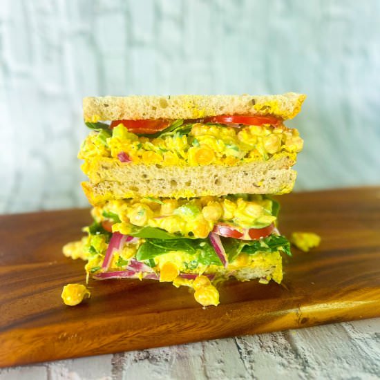 Easy Vegan Curry Chickpea Salad - Recipe photo by mysavoryadventures