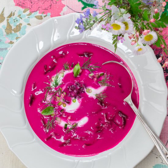 cool beet kefir soup - Recipe photo by a zest for life