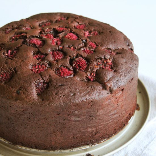 Chocolate cake with raspberries - Recipe photo by hornoMX