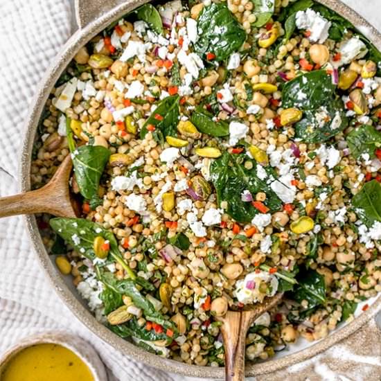 Spinach Couscous Salad with Feta - Recipe photo by The Real Food Geek