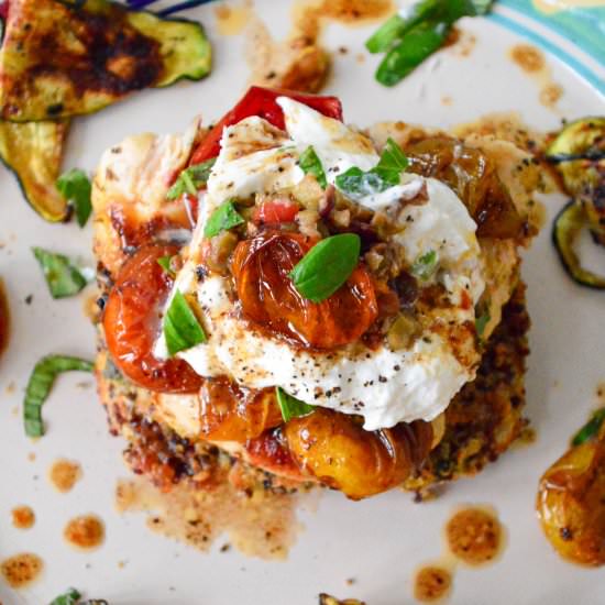 Chicken Caprese on Quinoa Cakes - Recipe photo by thisishowicook
