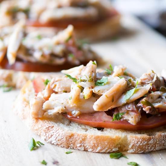 Spicy Warm Crab Bruschetta - Recipe photo by sipandsanity