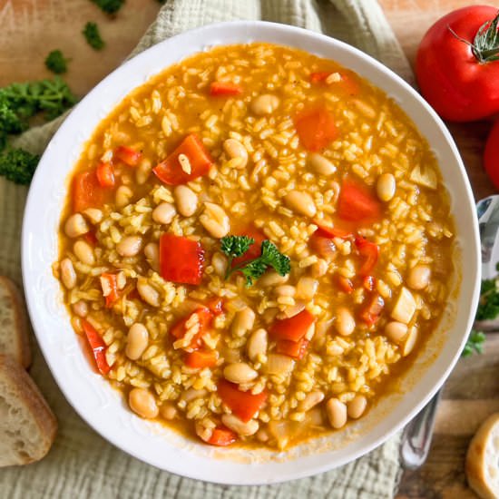 Creamy Rice with Beans & Peppers - Recipe photo by Spain on a Fork