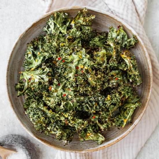 Kale Chips with Nutritional Yeast - Recipe photo by The Real Food Geek