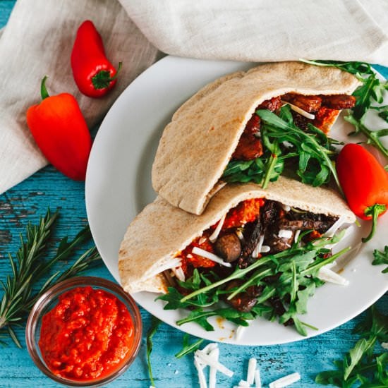 Vegan Chicken Pita Sandwiches - Recipe photo by anotherveganfoodblog.com