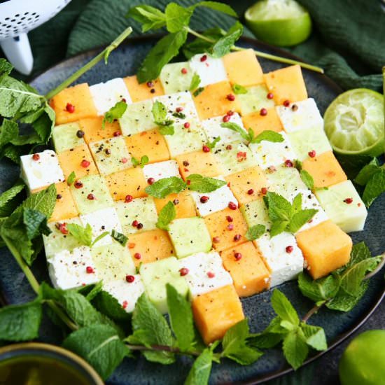 Checkerboard Salad with Cantaloupe, - Recipe photo by angiesrecipes