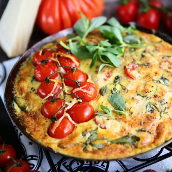 Cherry Tomato Frittata with Purslan - Recipe photo by angiesrecipes