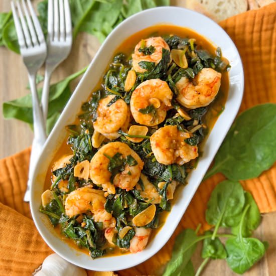 Spanish Spinach & Shrimp - Recipe photo by Spain on a Fork
