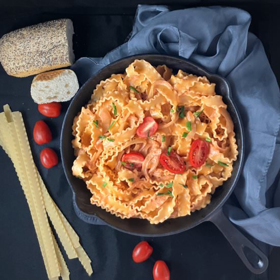 Mafaldine with creamy tomato sauce - Recipe photo by thespeltkitchen