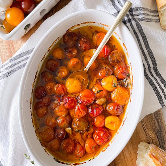 Tomato Confit with Calabrian Chili - Recipe photo by sipandsanity
