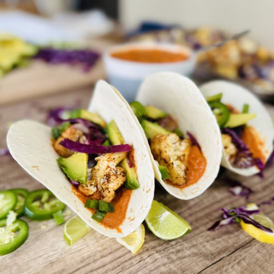 Roasted Cauliflower Tacos - Recipe photo by Regi Pearce