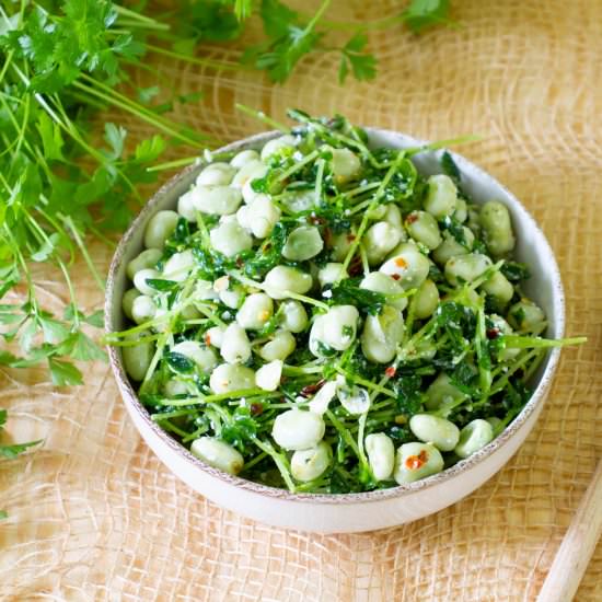 Broad bean salad - Recipe photo by mecooks.com