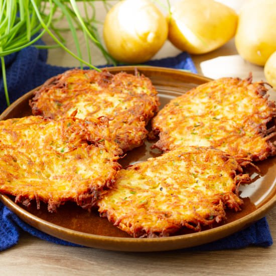 Potato fritters with ham - Recipe photo by mecooks.com