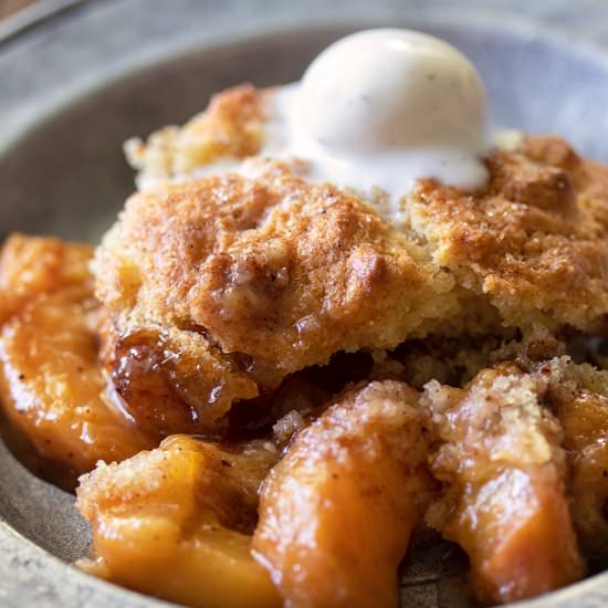 Brown Butter Peach Cobbler - Recipe photo by URBANBAKES