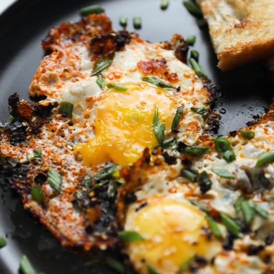 Chilli Oil Fried Eggs - Recipe photo by myfoodstory