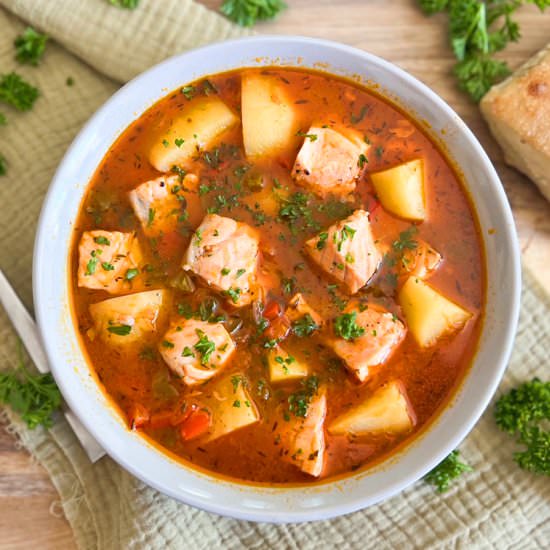 Spanish Salmon & Vegetable Stew - Recipe photo by Spain on a Fork