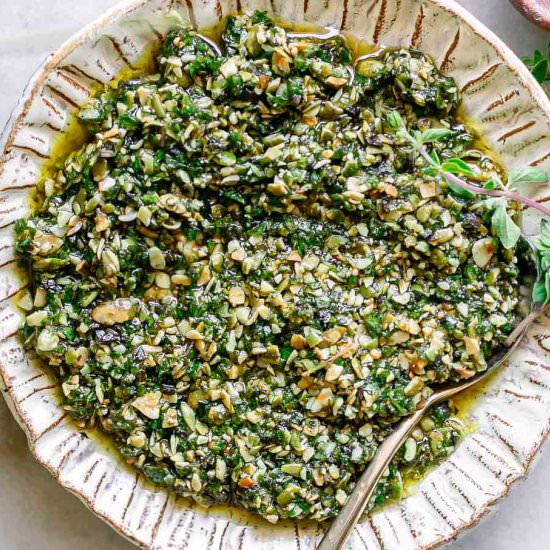 Oregano Pesto Sauce - Recipe photo by forkintheroad