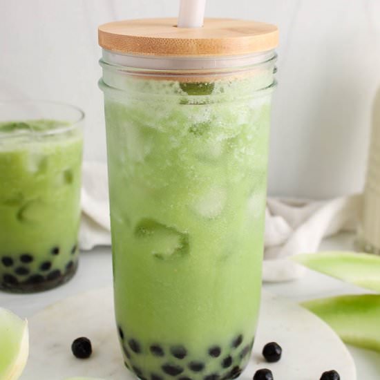 Honeydew Bubble Tea - Recipe photo by plantbasedjess