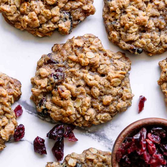 Vegan Cranberry Oatmeal Cookies - Recipe photo by forkintheroad