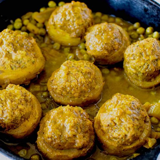 Stuffed Artichoke Bottoms With Peas - Recipe photo by EasyShmeezyRecipes